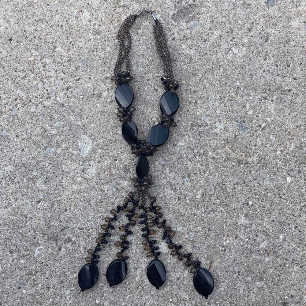 Black and brown heavy beaded